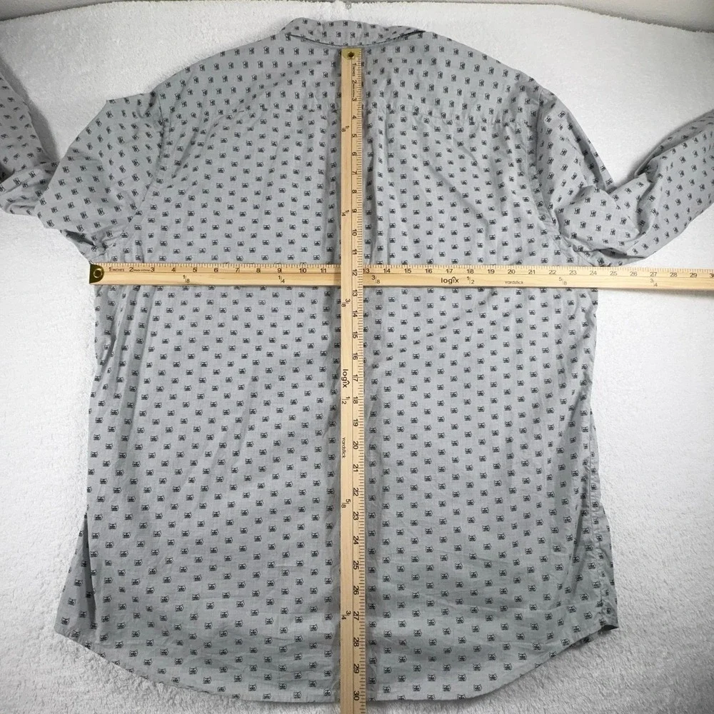 Banana Republic Untucked Fit Shirt‎ Mens XL Raccoon Pattern Long Sleeve
